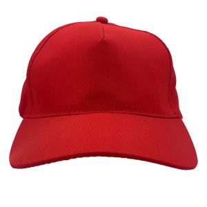 Red 100% polyester cap 5 panel