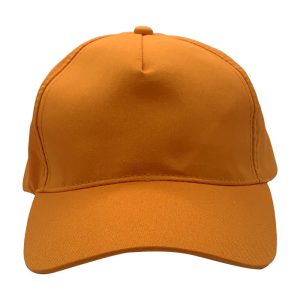 Orange 100% polyester cap 5 panel
