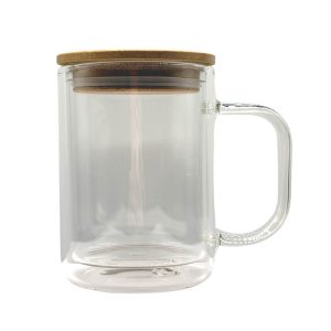 15oz Clear Double Wall Glass Mug