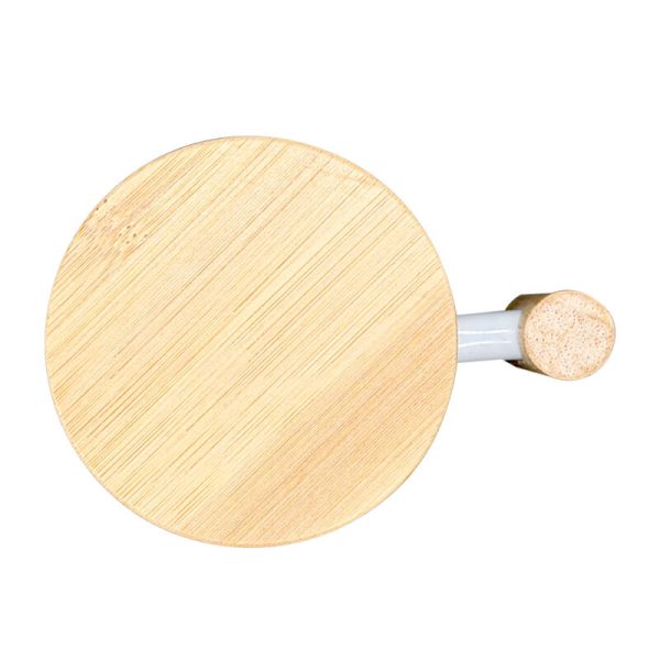 11oz White Ceramic Bamboo Handle Mug with Bamboo Lid