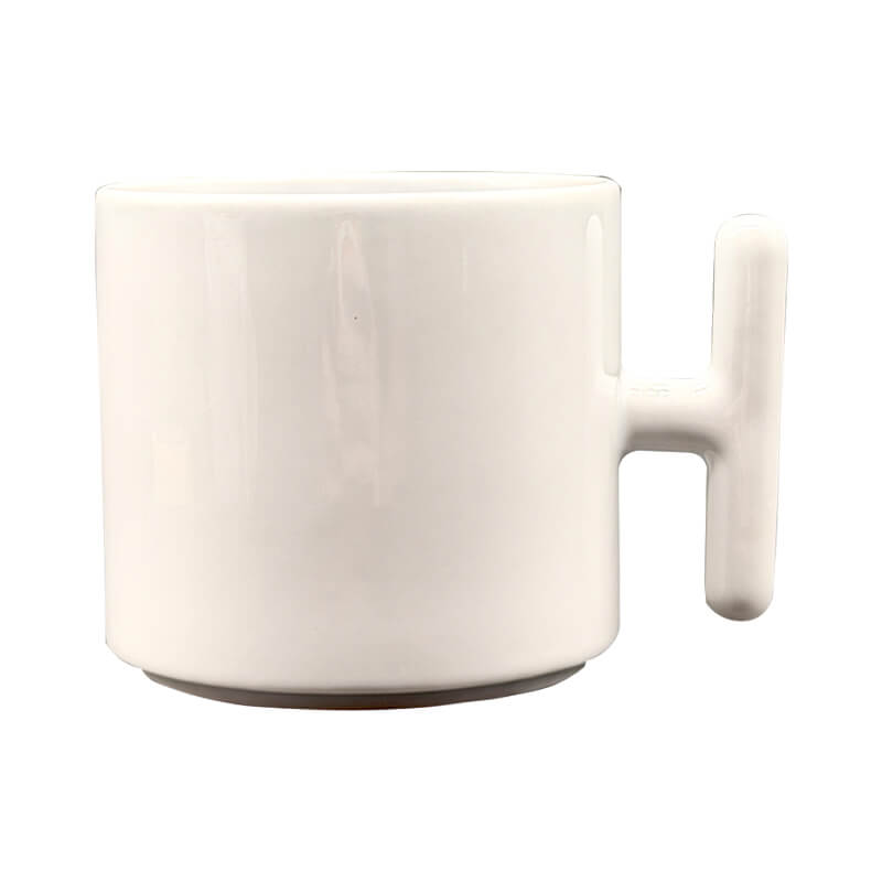 SB779 F 10oz White Ceramic T-Handle Mug