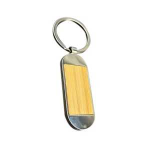 ENG Metal Bamboo Keyring 005 Rectangle Inlay