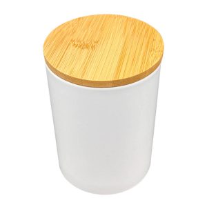 White Ceramic Jar With Bamboo Lid