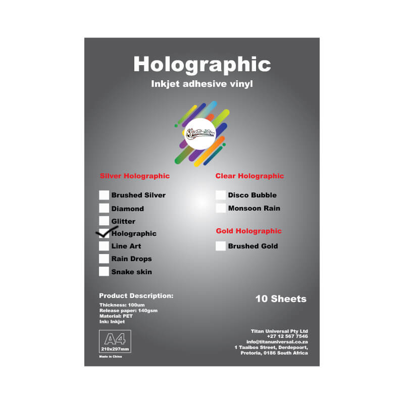 SP321 COVER A4 Holographic Silver Waterproof Inkjet Vinyl Holographic