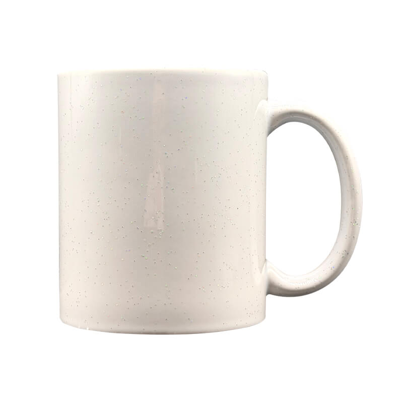 SB8102 F 11oz White Ceramic Glitter Mug